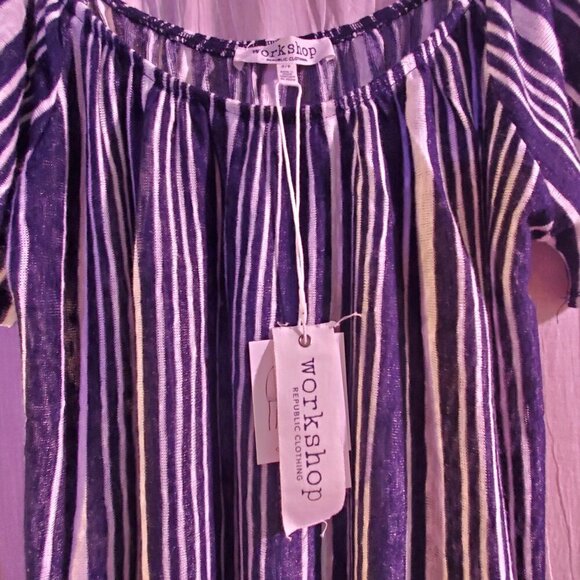 WORKSHOP REPUBLIC Clothing On or Off the Shoulder Navy & White Stripe Top NWT - Picture 8 of 11